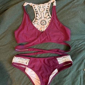 Full set crochet back wrap bikini